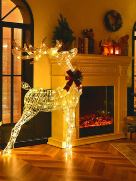 4.6 Feet Pre-Lit Christmas Reindeer with 170 Cold and Warm LED Lights