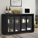Kitchen Storage Cabinet with Glass Sliding Door