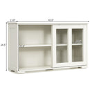 Kitchen Storage Cabinet with Glass Sliding Door