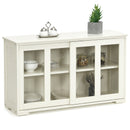 Kitchen Storage Cabinet with Glass Sliding Door