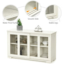Kitchen Storage Cabinet with Glass Sliding Door