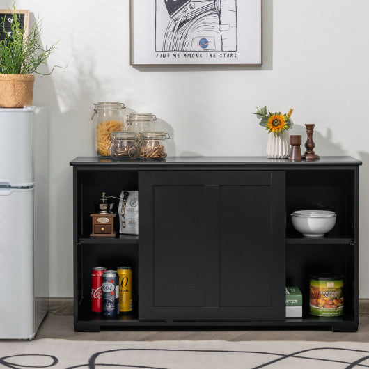 Kitchen Storage Cabinet with Glass Sliding Door