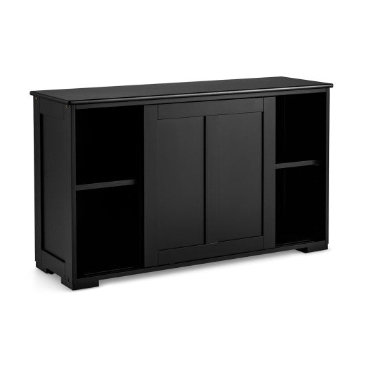Kitchen Storage Cabinet with Glass Sliding Door