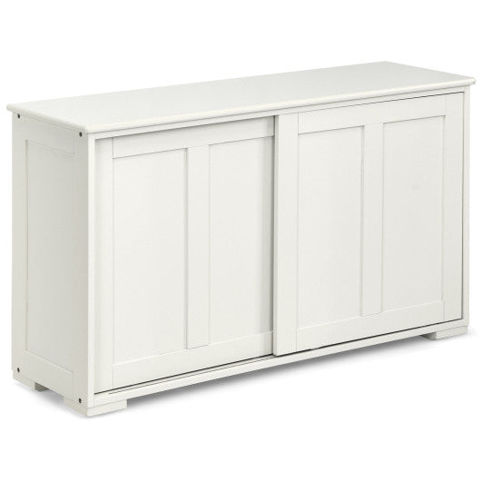 Kitchen Storage Cabinet with Glass Sliding Door