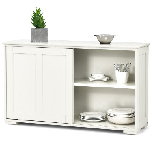 Kitchen Storage Cabinet with Glass Sliding Door