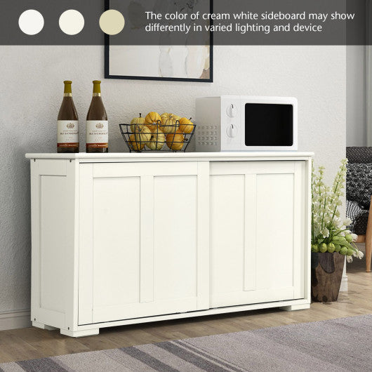 Kitchen Storage Cabinet with Glass Sliding Door
