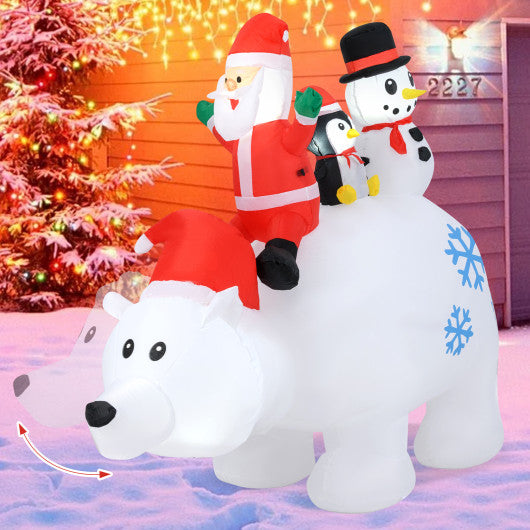 7.7 Feet Long Christmas Inflatable Santa Claus and Reindeer Riding Red Car with Gift Bag and 9 LED White Lights