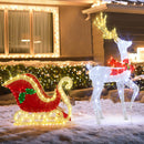 LED Lighted Christmas Reindeer and Santas Sleigh