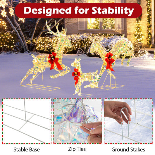 3-Piece Pre-Lit Christmas Deer Family Set