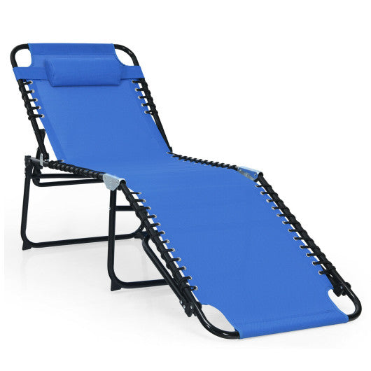 Foldable Recline Lounge Chair with Adjustable Backrest and Footrest-Blue