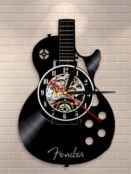 Antique Style Vinyl Record Acoustic Guitar LED Wall Clock For Music lovers
