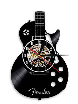Antique Style Vinyl Record Acoustic Guitar LED Wall Clock For Music lovers