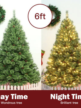 6 Feet Pre-Lit PVC Artificial Carolina Pine Tree with LED Lights