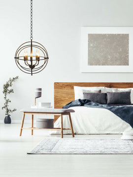 20 Inch 5 Lights Metal Chandelier with Pivoting Interlocking Rings