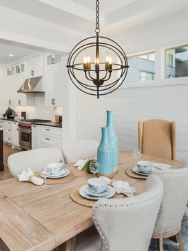 20 Inch 5 Lights Metal Chandelier with Pivoting Interlocking Rings
