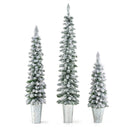 Set of 3 Potted Artificial Christmas Tree with Silver Metal Buckets