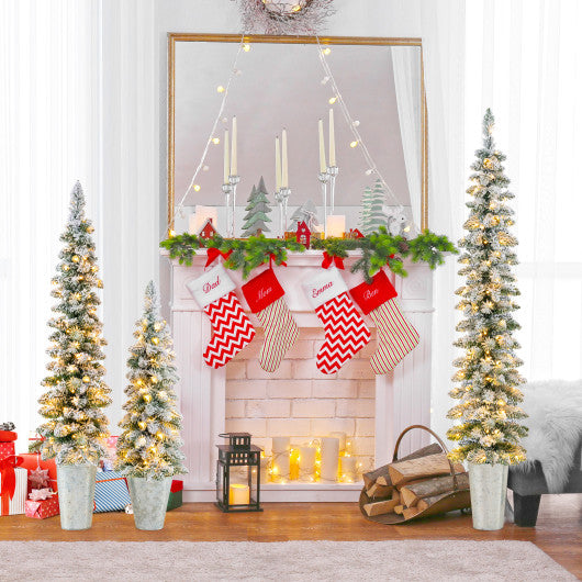 Set of 3 Potted Artificial Christmas Tree with Silver Metal Buckets