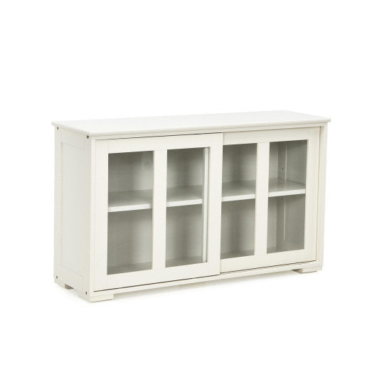 Kitchen Storage Cabinet with Glass Sliding Door