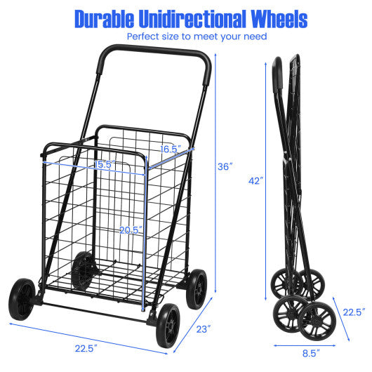 Heavy Duty Folding Utility Shopping Double Cart