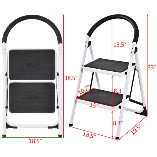2.75 Feet Folding Step Stool with Iron Frame and Anti-Slip Pedals