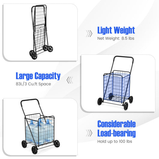 Heavy Duty Folding Utility Shopping Double Cart