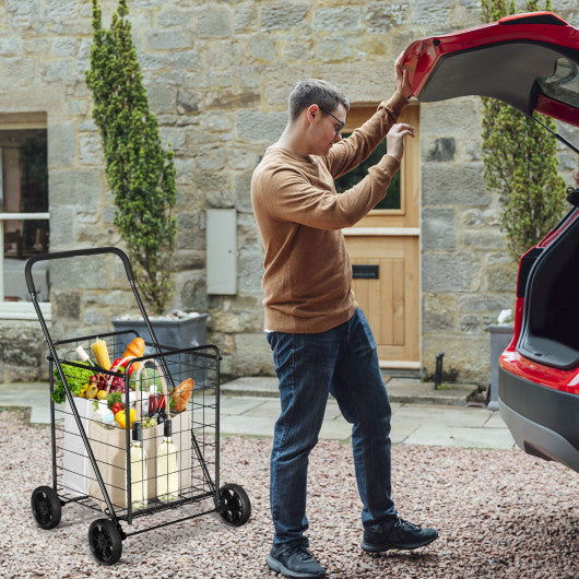Heavy Duty Folding Utility Shopping Double Cart