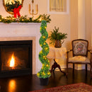 Pre-Lit Artificial Boxwood Spiral Topiary Tree Set of 2 with 100 LED Lights