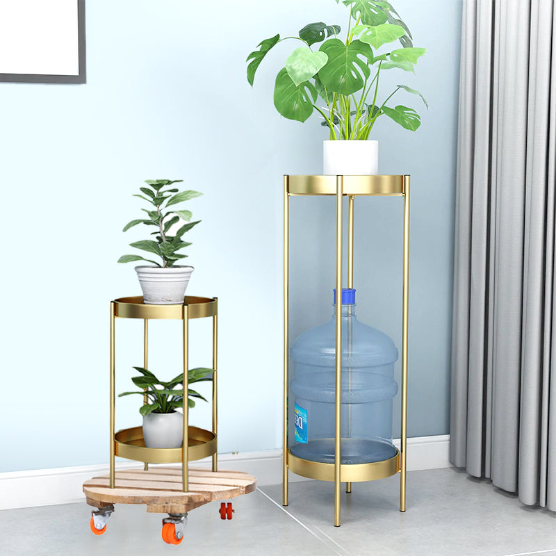Wooden Beige Plant Trolley With 4 Moving Wheels