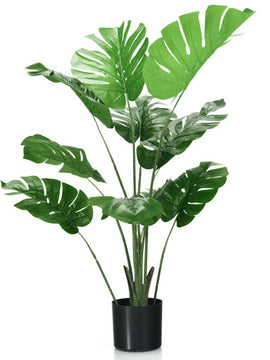 4 Feet Artificial Monstera Deliciosa Tree with 10 Leaves of Different Sizes