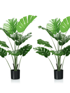 2 Pack Artificial Monstera Deliciosa Tree with 10 Leaves of Different Sizes
