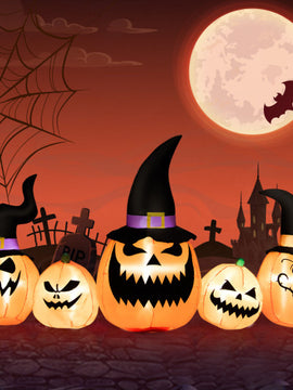 Inflatable 8 Feet Waterproof Pumpkin Family Halloween Decoration With LED Lights