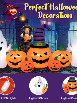 Inflatable Halloween Pumpkins 9 Feet Long With 2 Ghosts