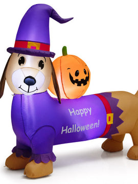 Halloween Inflatable Dachshund Dog 5 Feet Long With Pumpkin