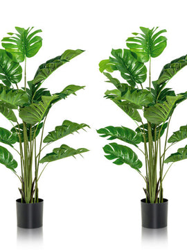 2 Pieces 5 Feet Artificial Monstera Tree Set