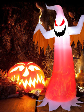 Inflatable 8 Feet Halloween Ghost With Rotatable Flame LED Lights