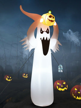 6 Feet Halloween Inflatable Blow Up Ghost with Pumpkin and LED Lights