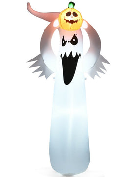 6 Feet Halloween Inflatable Blow Up Ghost with Pumpkin and LED Lights