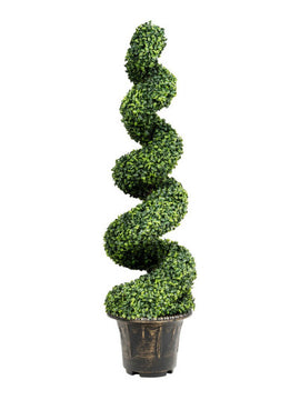 4 Feet Artificial Boxwood Spiral Green Leaves Tree