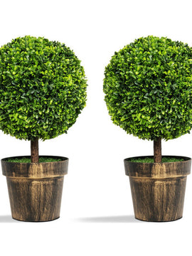 Artificial Boxwood Topiary Ball Tree in 24 Inch for 2 Pieces for House and Office