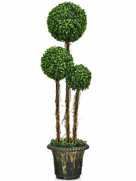4 Feet Artificial UV Resistant Topiary Triple Ball Tree Plant