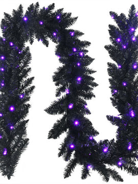 Pre-Lit Christmas Halloween Garland 9 Feet With 50 Purple LED Lights
