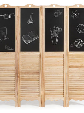 4-Panel Folding Privacy Room Divider Screen with Chalkboard