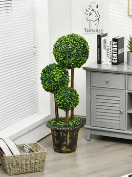 36-Inch Artificial Topiary Triple Ball Tree for Indoor and Outdoor