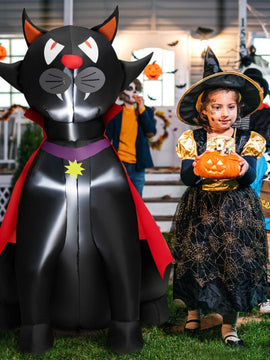 Halloween Inflatable 4.7 Feet Vampire Cat With Red Cloak