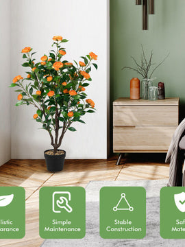 3.3 Feet Artificial Camellia Tree for Indoor and Outdoor