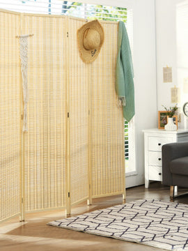 6 ft 4 Panel Portable Folding Room Divider Screen-Natural