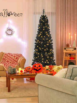 Pre lit Christmas Halloween Tree with PVC Branch Tips and Warm White Lights