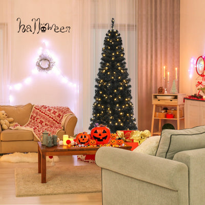 Pre lit Christmas Halloween Tree with PVC Branch Tips and Warm White Lights