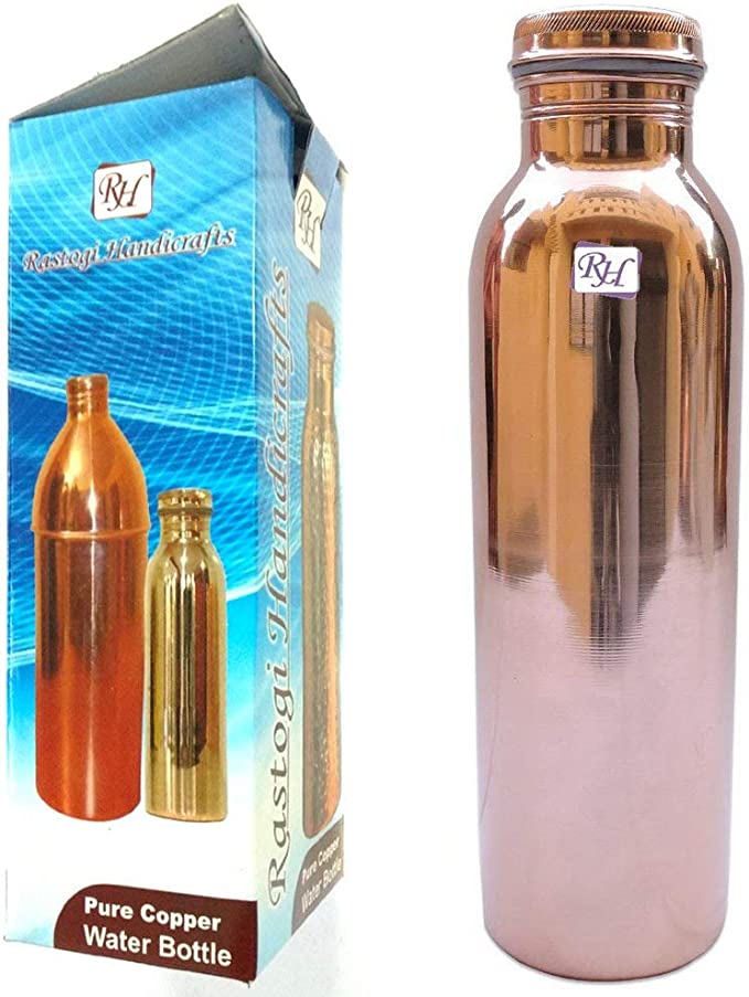 Plain Design Pure Copper Water Bottle For Drinking And Serving