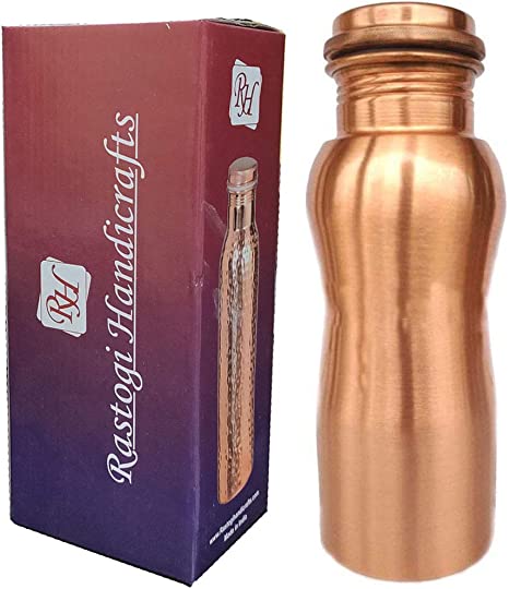 500 Ml Curve Design Pure Copper Bottle Joint Less And Leak Proof For Drinking And Water Storage